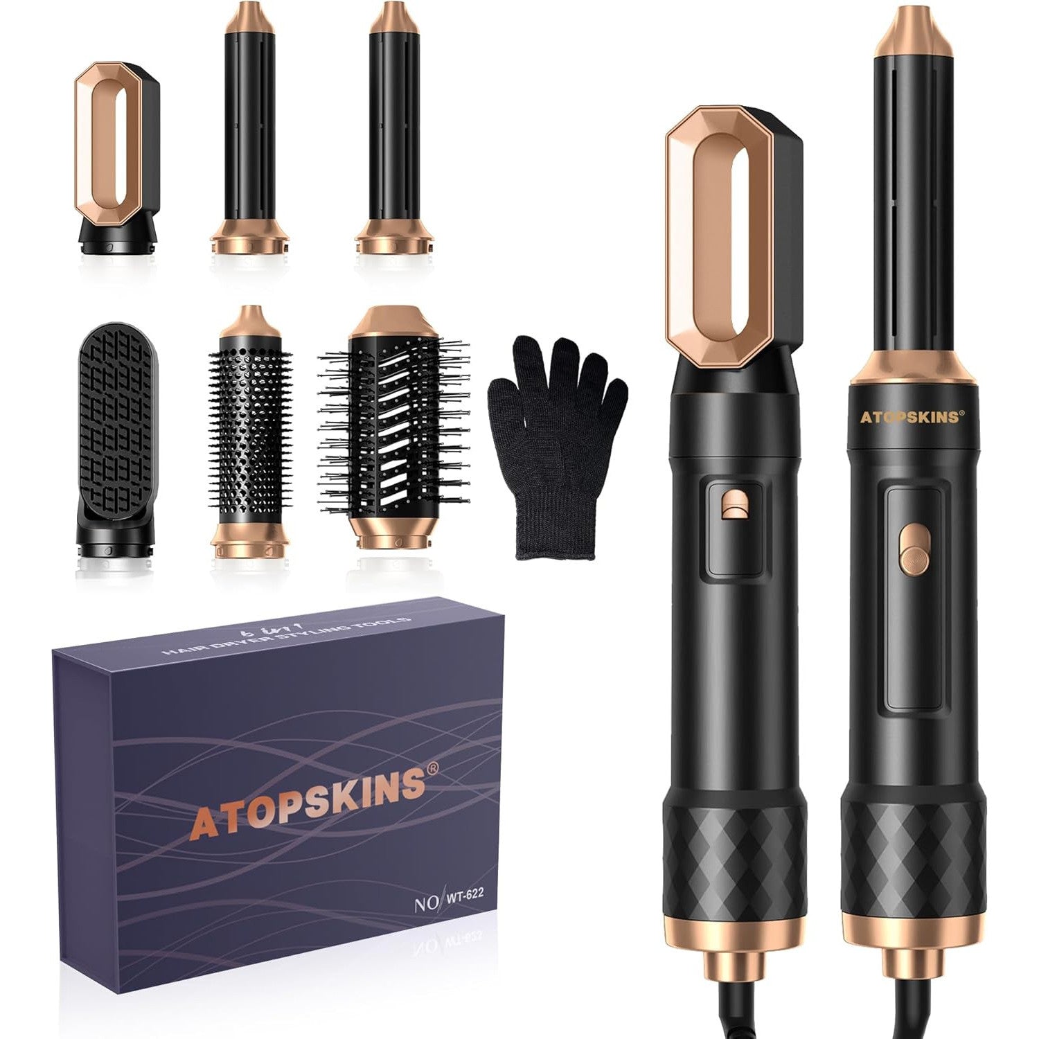 Atopskins 6-in-1 Air Styler Set with Dryer, Curler, Brush